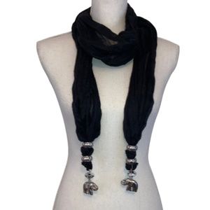 ELEPHANT SCARF Bohemian Pendant Metal BLACK